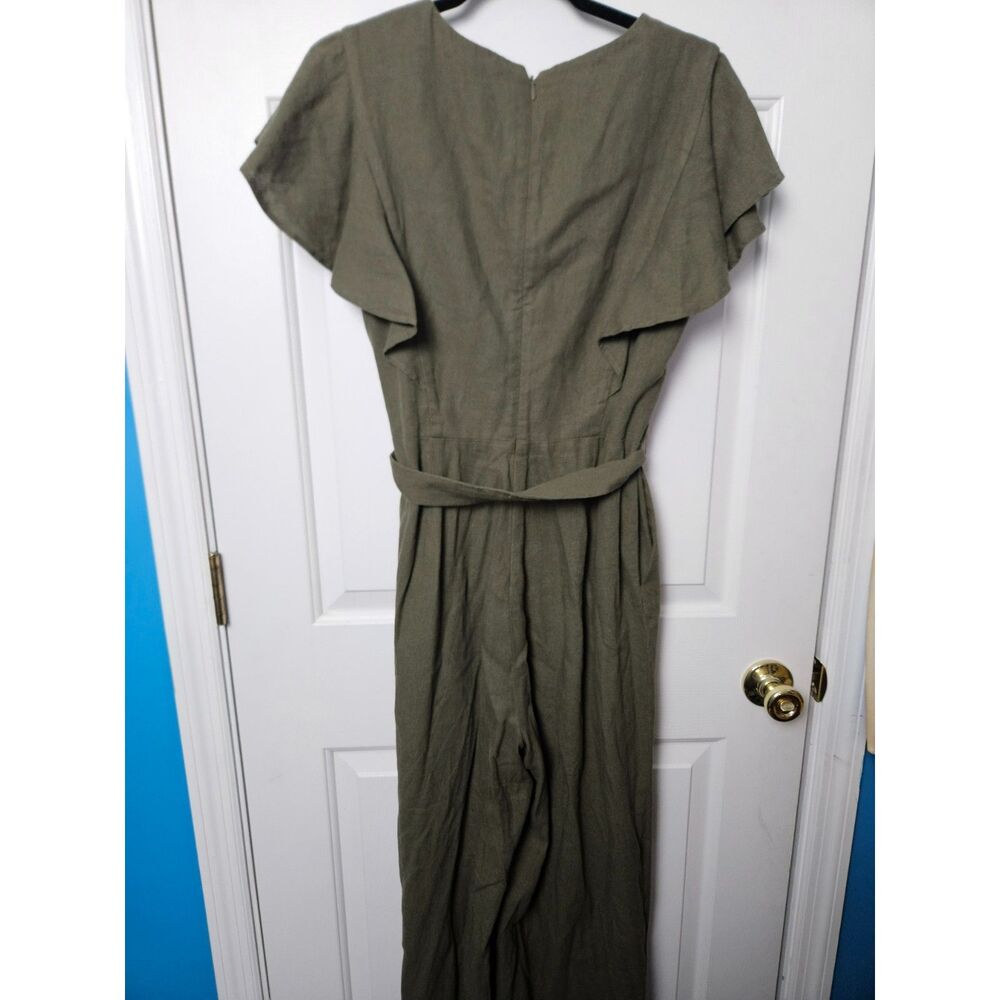 Calvin Klein Size 10 Green Jumpsuit Linen Blend - Picture 4 of 6